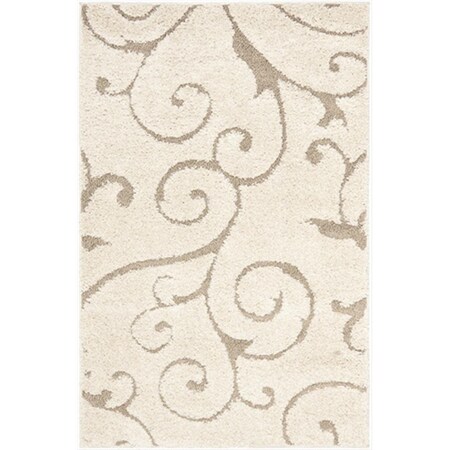 Safavieh 3 ft. 3 in. x 5 ft. 3 in. Small Rectangle Cream and Beige Florida Shag Rug SG455-1113-3